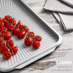 SYAINN Non-stick Ceramic Baking Sheet Set, Pack of 3 - Aluminum Steel Cookie Sheets for Baking - Includes Half/Quarter/Jelly Roll Pans - Warp Resistant, Toxic, PTFE & PFOA Free - Sliver