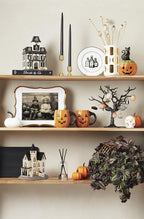 Lenox Vintage Halloween Light-Up Manor Figurine, 8.25-Inch, Porcelain Haunted House, Halloween Decor Indoor, Pumpkins, Ghost, Fall Decor Spooky Table Decoration (1 Piece) 3 AAA Batteries Not Included