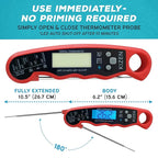 KIZEN Instant Read Meat Thermometer Digital - Food Thermometer for Cooking, Grill, Oven, BBQ - IP67 Rated Waterproof - Large Backlit Display and Magnetic Back