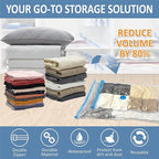 12 Pack Vacuum Storage Bags, Space Saver Vacuum Storage Bags, Vacuum Seal Bags for Clothing, Clothes, Comforters and Blankets, Hand Pump Included