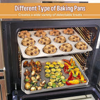 E-far 6-Piece Baking Pans set, Stainless Steel Bakeware Set for Oven, Include 8-Inch Cake Pan/Rectangle Baking Cookie Sheet/Muffin/Loaf Pan, Non-Toxic & Heavy Duty, Dishwasher Safe