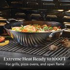 Anolon Everlast N2 Carbon Steel Wok/Stir-Fry Pan, Compatible with All Cooktops, Metal Utensil Safe, 14 Inch - Black