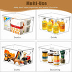 12 Pack Clear Storage Bins with Lids, 7 Quart Stackable Storage Boxes for Storage and Organization, Plastic Storage Containers with Lids, Plastic Bins with Handles for Office, Bedroom, Study Room