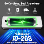 Cordless Vacuum Sealer Machine with UV-C Light, Digital Display & Built-in Cutter, Compact Rechargeable Food vacuum Sealer for Dry & Moist Foods, Includes 10 Pre-cut Bags & 1 Roll Bag (Sliver)