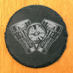 Power & Protection: V-Twin Engine Coasters for Your Ride - Round Slate - Set of 5