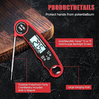 Grill Meat Thermometer Digital, Digital Instant Read Food Thermometer, Waterproof Cooking Probe, LCD Display, Temperature Guide BBQ Accessories Grill Gifts for Men Him Dad Fathers Day