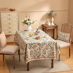 ISAENNE Designer Floral Long Rectangular Tablecloth,French Linen Light Beige Indoor Table Cloth,Fall Wrinkle Resistant Decor Tablecloths for Dining Thanksgiving Kitchen Party,63"*94"-Flora A