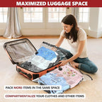 SUOCO Travel Vacuum Bags for Luggage with Portable Electric Pump, 8 Medium Packing Seal Bags for Clothing Suitcase Backpack, Space Saver Compression Clothes Storage Bags