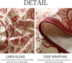 ISAENNE Designer French Linen Long Rectangle Tablecloth,Red Floral Washable Indoor Table Cloth,Durable Home Decor Tablecloths for Dining Thanksgiving Kitchen Party Christmas,63"*94"-Ruyi A