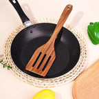 FJNATINH Wooden Slotted Spatula for Cooking, Nonstick Teak Slotted Turner, Flat Wooden Kitchen Cooking Spatula Turner for Frying Flipping Kitchen Utensil Pancake