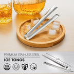 DUGATO Stainless Steel Cocktail Tongs (6 Pack, 6.3 inch) - Small Bar Ice Tongs with Sharp Grip Teeth for Ice Buckets, Sugar, Olives & Garnishes - Party Essentials