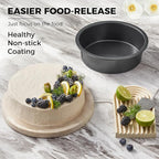 HONGBAKE Round Cake Pan Set for Baking, 8 Inch, Nonstick Deeper Circle Cake Pans with Wider Grips, 2 Pieces Layer Cake Tin, Cheesecake Mold, Huty Duty, Dishwasher Safe - Grey