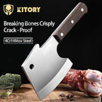 Kitory Meat Cleaver, Heavy Duty Bone Chopper Cleaver Knife, Full -Tang Axes Shape Super thick Blade, Bone Breaker, Butcher’s Kitchen Knife for Meat Cutting, Black Wenge Wood Handle -2025 Gifts
