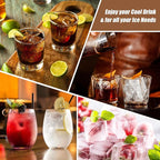 PHINOX Large Ice Cube Tray with Lid and Bin, Ice Trays for Freezer, 2 INCH Whiskey Ice Cubes Mold, 2*8 pcs Square Ice Cube Mold with Tong, Easy to Release, Large Ice Tray for Whiskey Cocktail Bourbon