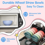 Quatish 16 PCS Unbreakable Cereal Bowls,Dishwasher & Microwave Safe Wheat Straw Bowls, Easy-to-Clean Lightweight Snack & Soup Bowl,Multi-Color Portable for Picnics Plastic Bowls Set, Multi