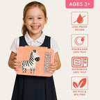 Personalized Bento Box for Kids with Safari Icon and Name - Salmon - 5 Compartments Drop-Proof Bento Box, Dishwasher Safe, Made with BPA-Free Materials, Bento Lunch Box for Kids and Toddlers