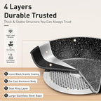 30 Piece Pots and Pans Set Non Stick, Granite Induction Cookware Sets, Nonstick Kitchen Cookware Sets, Non Toxic Cookware Set with Frying Pans and Saucepan, Kitchen Pots and Pans Set, Black