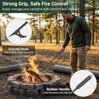 Tredre Fire Tongs and Fire Poker Set, Manganese Steel Fire Pit Tools for Outside, Heavy Duty Fireplace Tongs Log Grabber for Campfire, Wood Stove, Rust-Resistant Firewood Tong Set