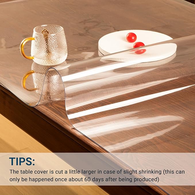 Clear Table Cover Protector Rectangle 40 x 90 Inch, 1.5mm Transparent Plastic Table Protector Waterproof, Anti-Scratch Clear Desk Mat for Office Desktop Dresser Dining Table, FDA Compliant