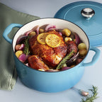 Tramontina Bestow Enameled Cast Iron Dutch Oven Pot with Lid, Round 5.5-quart, Medium Blue