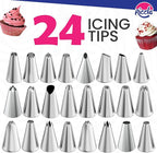 Riccle 94 pcs Cake Decorating Kit with Cake Turntable - Includes 50pcs 12 Inch Disposable + 2 Reusable Piping Bags and Tips Set, 24 Icing Piping Tips, 2 Spatulas, 3 Icing Comb Scraper, 6 Cake Liners