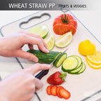 304 Stainless Steel Cutting Board – Double-Sided Kitchen Chopping Board with Wheat Straw PP, Built-in Knife Sharpener, Juice Grooves, Garlic & Ginger Grater, Handle – 14.37 x 9.84 in