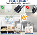 Immersion Blender Handheld, 5 in 1 Hand Blender, 12 Speed Stainless Seel Immersion Blender, Whisk, Chopper, Beaker, Beaters