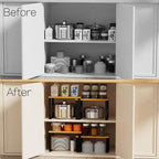 Adjustable Storage Shelves for Kitchen Cabinet Organization - Set of 2 Stackable Metal & Solid Wood Racks, Space-Saving Design for Countertop/Pantry/Garage, Easy Assembly(1 Pack/Medium/Black)