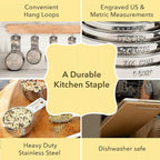 Simply Gourmet Measuring Cups and Spoons Set of 12 – Stainless Steel Kitchen Gadgets – Stackable Design with Long Handle Spoons – Fits in Jars – Cooking & Baking Measuring Set for Dry & Liquid