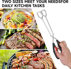 Tongs for Cooking, Set of 2 Heat Resistant Stainless Steel 10-Inch and 12-Inch Kitchen Scissor Tongs for BBQ, Food, Salad