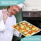 Boxiki Kitchen Non-Stick Ceramic Baking Sheet - Slick & Non-Toxic Ceramic Coating, PTFE & PFOA Free Cookie Sheet Pan - Cookie Sheet, Perfect for Baking, Roasting, and More (Half Sheet Pan)