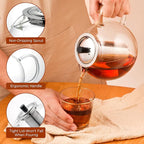 1500ml Glass Teapot with Removable Stainless Infuser(50oz), Ehugos Stovetop Safe Large Tea Pot, Hand Crafted Kettle for Women and Adult, for Loose Leaf Tea, Hot and Iced Water, Juice Beverage