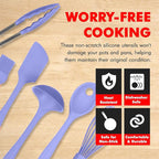 Chef Craft - Premium Silicone Kitchen Tools and Utensils Set, Non-Scratch, Withstands Temperatures up to 450°F, BPA-Free, 9 Piece Cooking Utensils Set, Pastel Blue