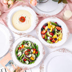 100PCS Rose Gold Plastic Bowls - 12 oz Disposable Salad Bowls - Heavy Duty Disposable Soup Bowl - Fancy Plastic Ice Cream Bowl for Weddings Parties Catering Picnics