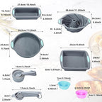 To encounter 45 Pieces Silicone Bakeware Set, Heat Resistant Baking Pans, Nonstick Baking Molds for Cake, Bread and Cupcake, with Measuring Cups and Spoons Set, Light Grey