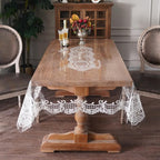 Rectangle Waterproof Clear Table Cover Protector Vinyl Table Cloth Oil Spill Proof Wipe Clean Lace Plastic Tablecloths for Dining Tables (White, 60 x 84 Inches)