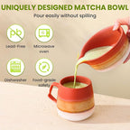 Matcha Whisk Set, Ceramic Matcha Set Desert Series, Matcha Bowl, Matcha Whisk and Holder, Bamboo Scoop, Scoop Rest, Sifter and Tea Towel 7 Pcs Matcha Kit for Birthday Christmas Gift (Matte Soil)