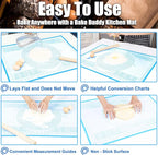 Non-slip Silicone Pastry Mat 34X26 inches Baking Mat with Measurement, Perfect for Dough, Pastry, Pie Crust, Fondant, Cookies, Bread, Pasta, Pizza, Counter Mats