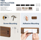 ENOKING Magnetic Knife Holder for Wall, Knife Magnetic Strip No Drilling 16 Inch, Powerful Kitchen Knife Magnetic Holder, Acacia Wood Knife Magnet for Kitchen Utensil Organizer with 4 Hooks