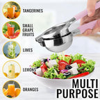 Zulay Kitchen Lemon Squeezer Stainless Steel with Premium Heavy Duty Solid Metal Squeezer Bowl and Food Grade Silicone Handles - Large Manual Citrus Press Juicer and SS Lime Squeezer (Pink)
