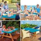 homing Rectangle Table Cloth Cover, Waterproof Polyester Elastic Fitted Tablecloth, Fits for 4 Foot Folding Tables, Washable Table Protector for Picnic, Camping, Outdoor (Teal, 30" x 48")