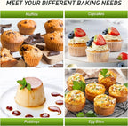 2 Packs 6 Cups Silicone Muffin Pan with Metal Reinforced Frame Jumbo Size Cupcake Pan Tray Egg Bites Silicone Circle Cookie Molds Muffin Tin Tart Pans Baking Sheet Set for Breakfast Sandwiches