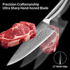 NANFANG BROTHERS® 16 Pieces Damascus Kitchen Knife Set, High Carbon Damascus Steel Chef Knife Set, Stainless Steel Ergonomic Handle for Chef, with Built-in Sharpening Rod