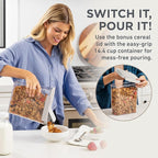 Bentgo Pantry - 22-Piece Airtight Food Storage Containers, Clear and Stackable Kitchen and Pantry Organization Set, Locking Lids for Freshness, Bonus Cereal Lid & Scoop, BPA-Free Plastic (White Stone)
