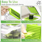 16-in-1 Vegetable Chopper and Slicer with 8 Blades – Veggie Cutter, Dicer, Food Chopper with Container & Lid – Multi-Purpose Kitchen Tool for Easy Meal Prep (White)