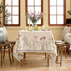 ISAENNE Designer Off White Linen Extra Long Rectangle Tablecloth,Floral Elegant Table Cloth,Stain Resistant Vintage Decor Tablecloths for Dining Thanksgiving Kitchen Party,67"*118"-Serenity G