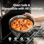 DELUXE Hybrid Ceramic Nonstick 12-Inch Fry Pan with Tempered Glass Lid, Skillet with Stay-Cool Handles, Dishwasher&Oven Safe, PFOA Free Compatible with All Cooktops