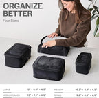 Aerotrunk Compression Packing Cubes for Travel - Luggage Organizer Bags - Double Zipper Packing Cubes for Suitcases (4-Pack, Black)