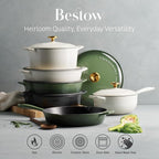 Tramontina Bestow Enameled Cast Iron Dutch Oven Pot with Lid, Round 5.5-quart, Smoke (Gold Knob)