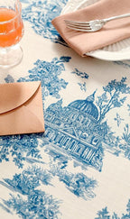 patdrea Designer Vintage Cyan Extra Long Tablecloth for Rectangle Table,Linen Ancient Castle and Manor Pattern Tablecloths,Decor for Kitchen Dining Christmas,Thanksgiving,67"x118"-Lucerne a